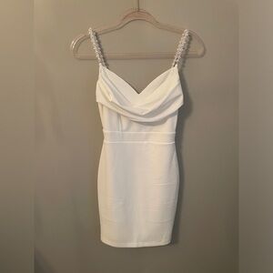 white windsor dress with pearl straps
